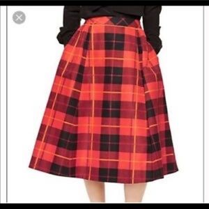 Kate spade red plaid midi skirt